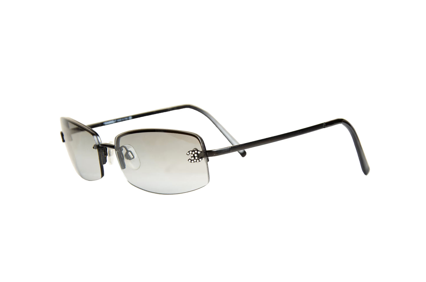 Chanel Swarovski diamanté rimless sunglasses / 2000s Chanel 4093B rhinestone CC logo sunglasses