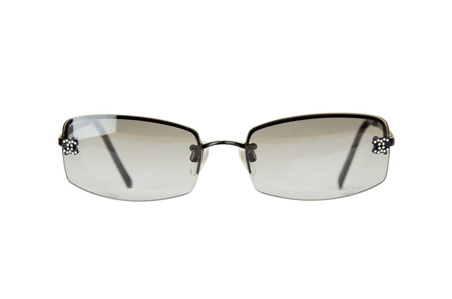 Chanel Swarovski diamanté rimless sunglasses / 2000s Chanel 4093B rhinestone CC logo sunglasses