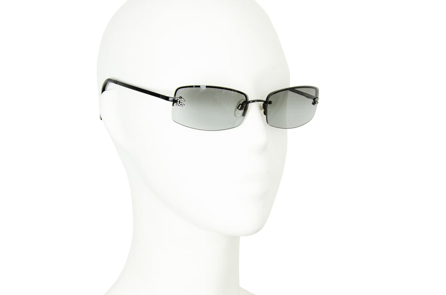 Chanel Swarovski diamanté rimless sunglasses / 2000s Chanel 4093B rhinestone CC logo sunglasses