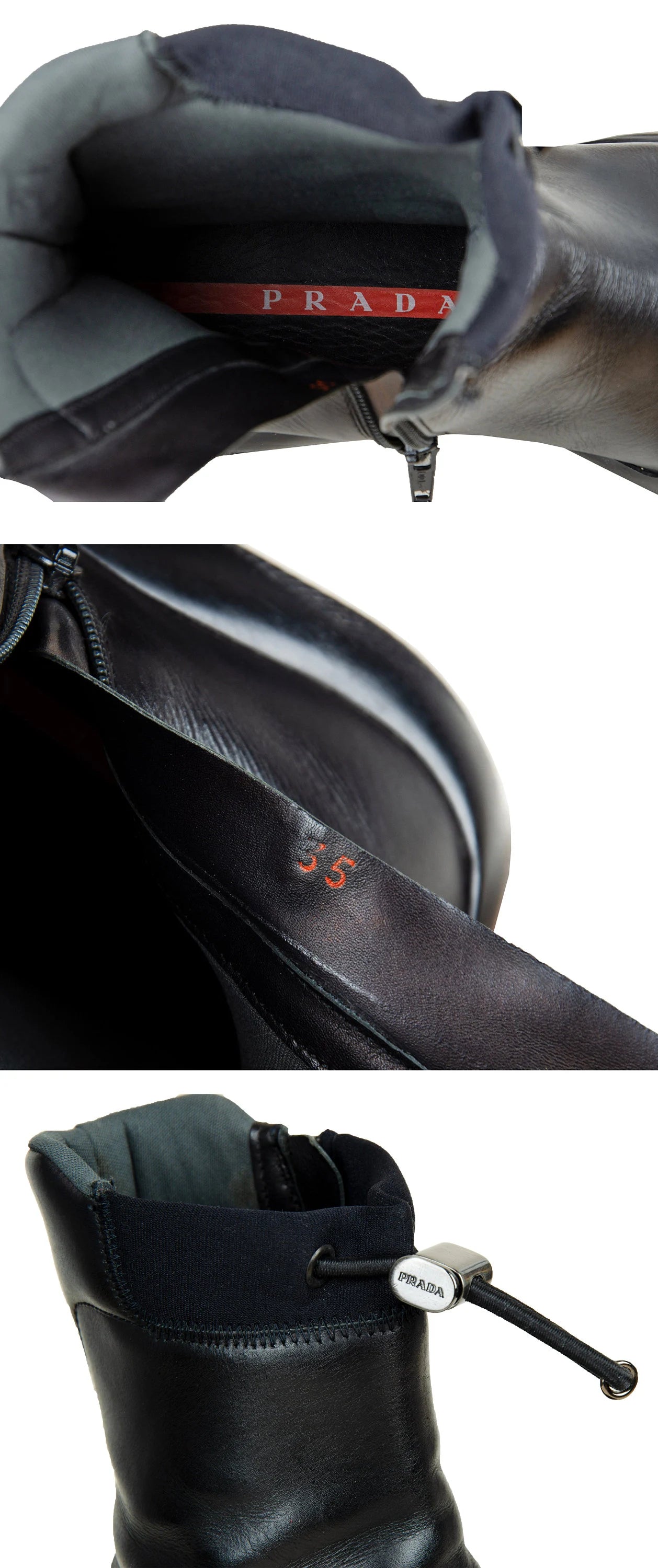 Prada FW 1999 chunky Vibram sole drawstring ankle boots