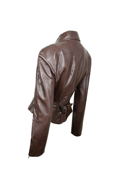 Mugler brown fitted waist cropped jacket / Cinched waist hourglass Mugler short jacket