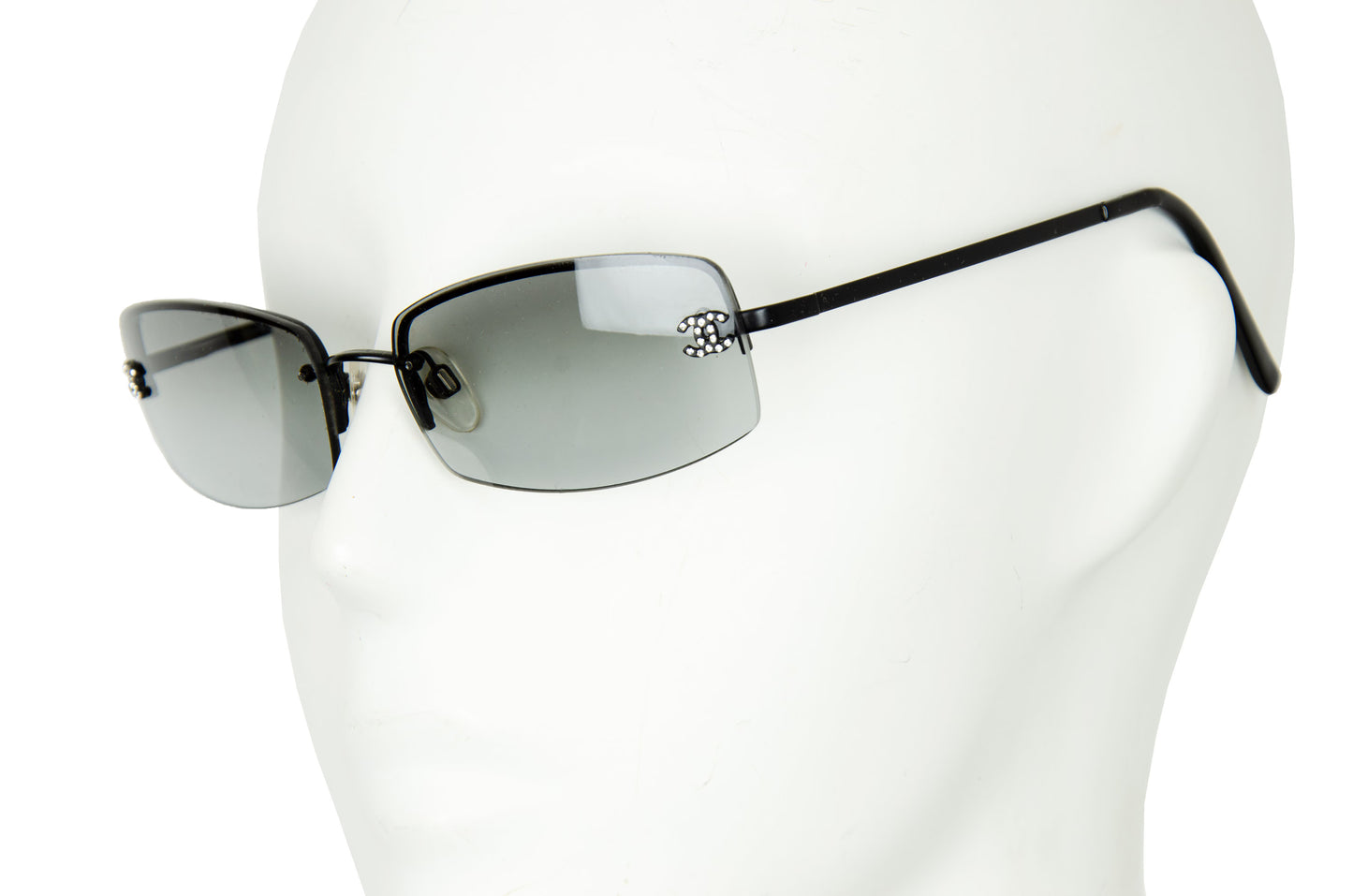 Chanel Swarovski diamanté rimless sunglasses / 2000s Chanel 4093B rhinestone CC logo sunglasses
