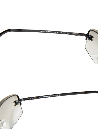 Chanel Swarovski diamanté rimless sunglasses / 2000s Chanel 4093B rhinestone CC logo sunglasses