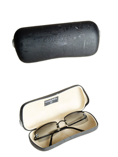 Chanel Swarovski diamanté rimless sunglasses / 2000s Chanel 4093B rhinestone CC logo sunglasses