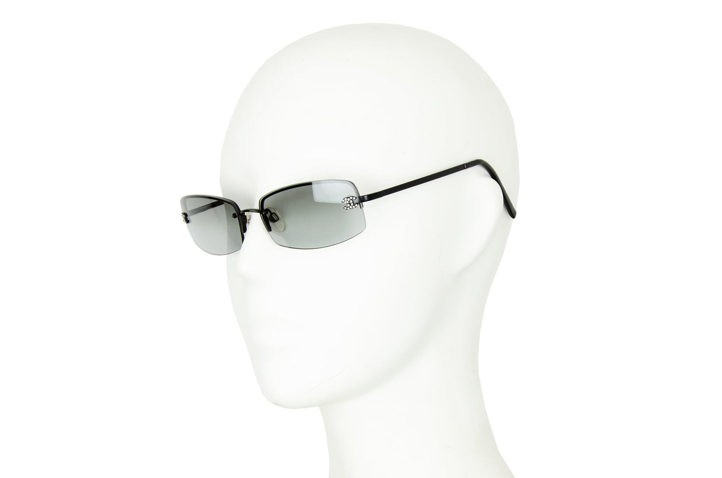 Chanel Swarovski diamanté rimless sunglasses / 2000s Chanel 4093B rhinestone CC logo sunglasses