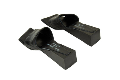 Robert Clergerie sculptural cube heel mules / Avant garde geometric wedge mules
