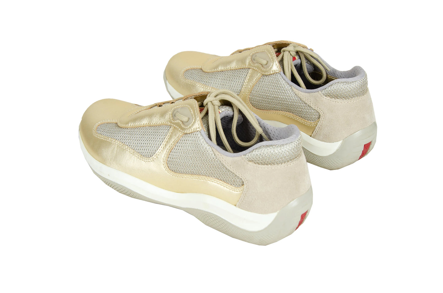 Vintage Prada Linea Rossa golden leather sneakers