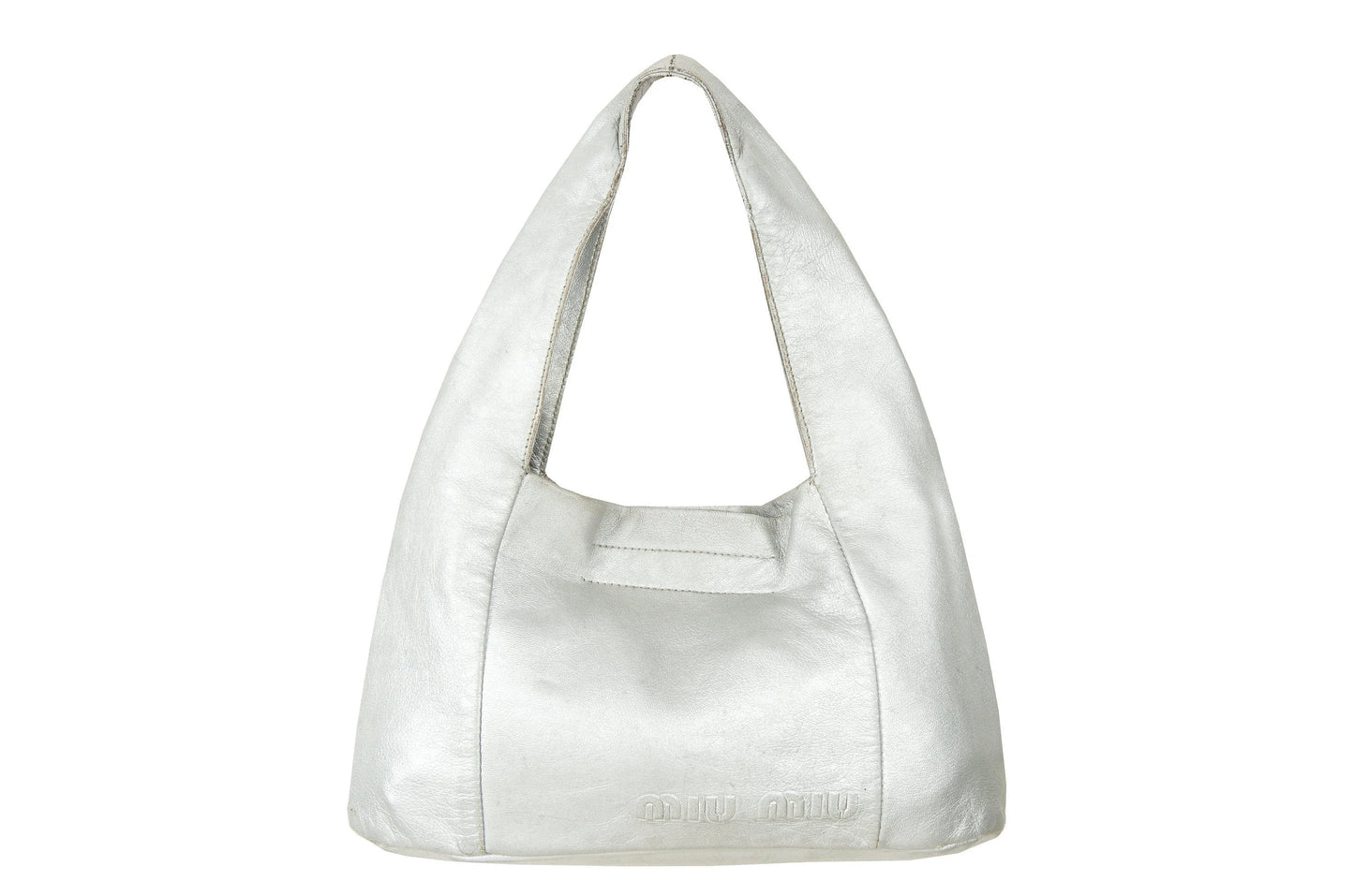 MIU MIU 2000s silver nappa leather mini hobo bag