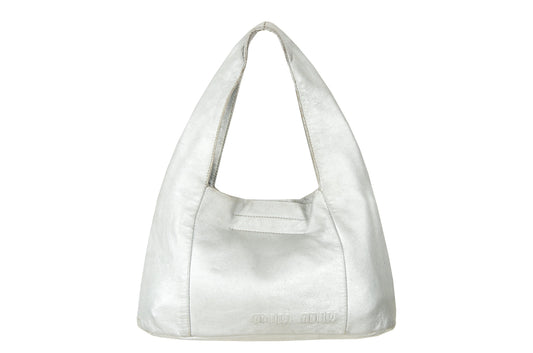 MIU MIU 2000s silver nappa leather mini hobo bag