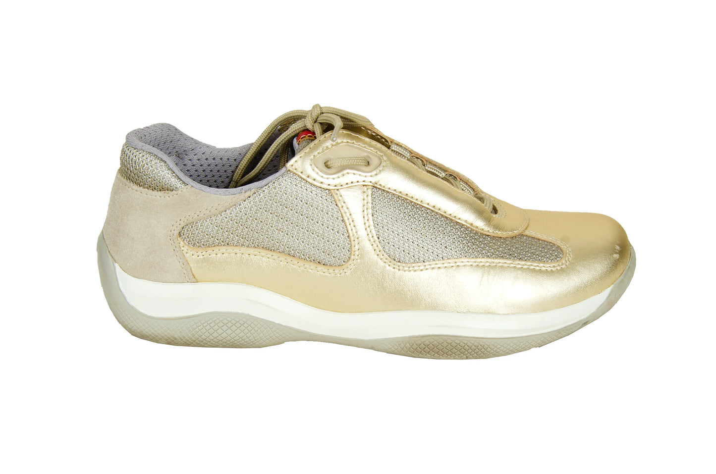 Vintage Prada Linea Rossa golden leather sneakers