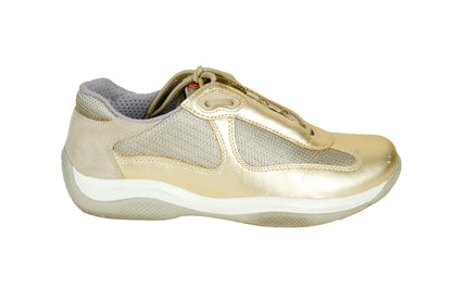 Vintage Prada Linea Rossa golden leather sneakers