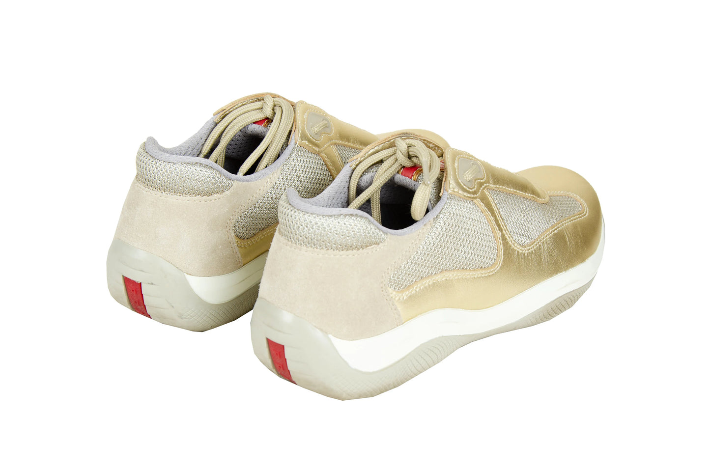 Vintage Prada Linea Rossa golden leather sneakers