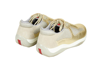 Vintage Prada Linea Rossa golden leather sneakers
