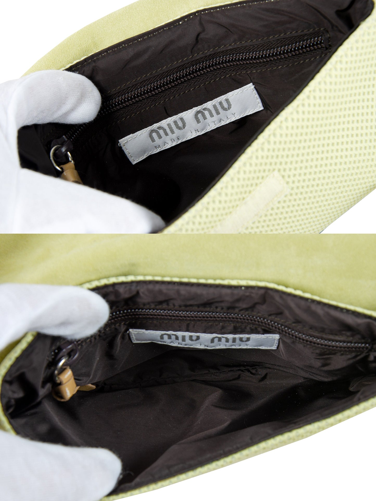 MIU MIU S/S 2000 bag / Miu Miu leather and mesh tech baguette bag