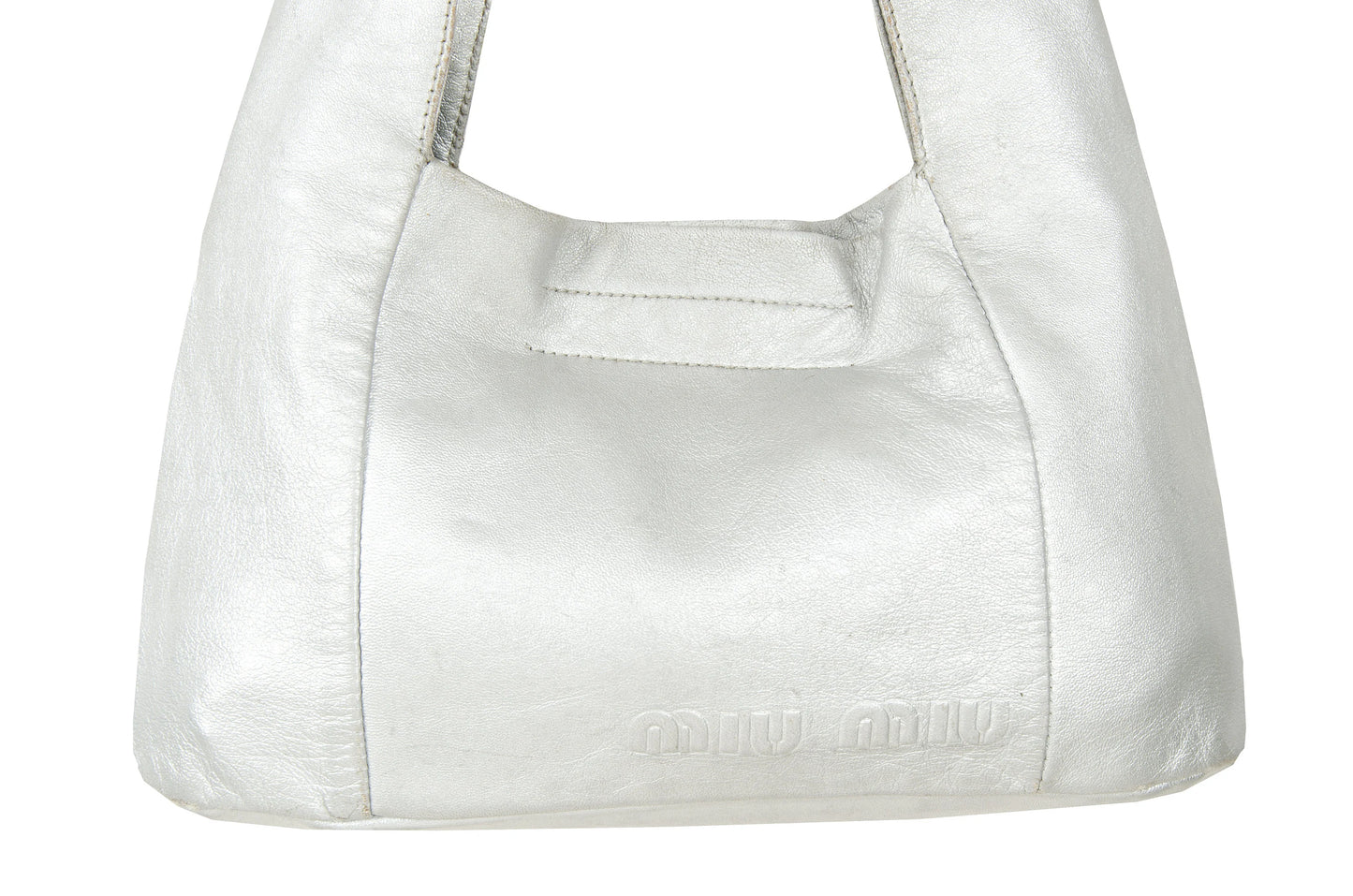 MIU MIU 2000s silver nappa leather mini hobo bag