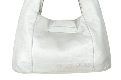 MIU MIU 2000s silver nappa leather mini hobo bag