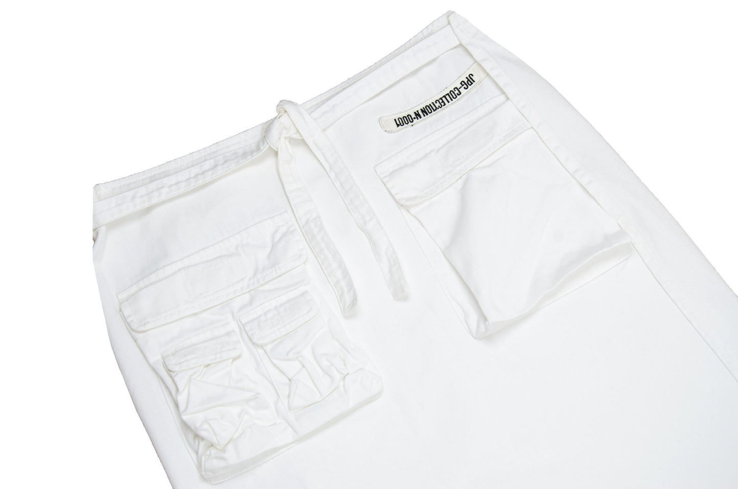 Jean Paul Gaultier white cargo wrap maxi skirt