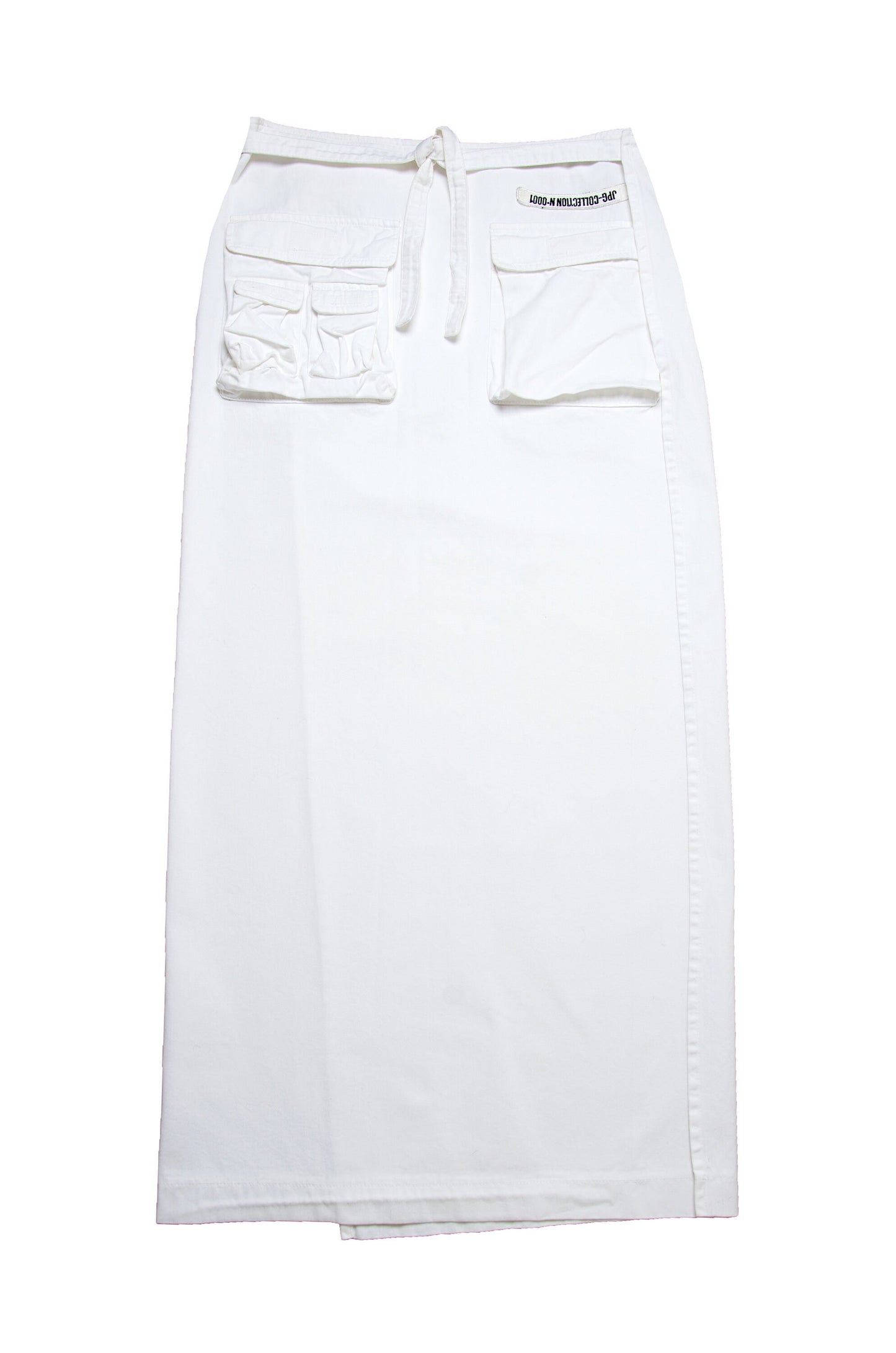 Jean Paul Gaultier white cargo wrap maxi skirt