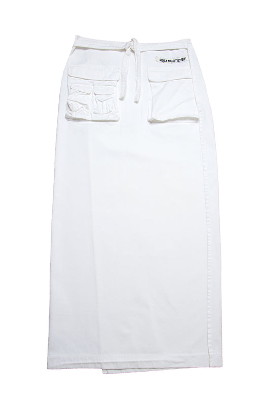 Jean Paul Gaultier white cargo wrap maxi skirt