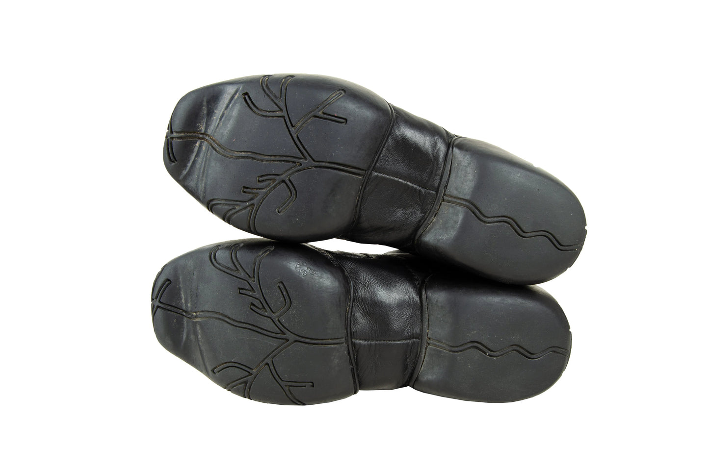 Marithé + François Girbaud boots / Chunky molded rubber sole lace up black leather lace up boots