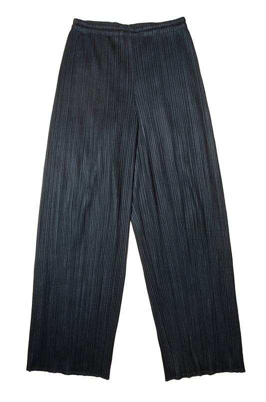 Issey Miyake Pleats Please wide straight leg black pleated pants / High waisted permanent pleats trousers