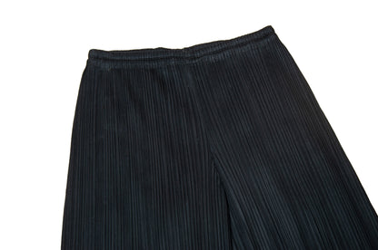Issey Miyake Pleats Please wide straight leg black pleated pants / High waisted permanent pleats trousers
