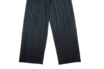 Issey Miyake Pleats Please wide straight leg black pleated pants / High waisted permanent pleats trousers