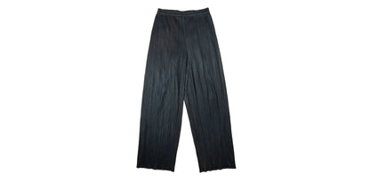 Issey Miyake Pleats Please wide straight leg black pleated pants / High waisted permanent pleats trousers