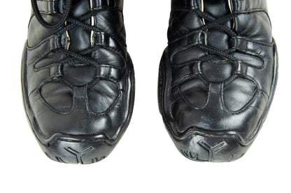 Marithé + François Girbaud boots / Chunky molded rubber sole lace up black leather lace up boots