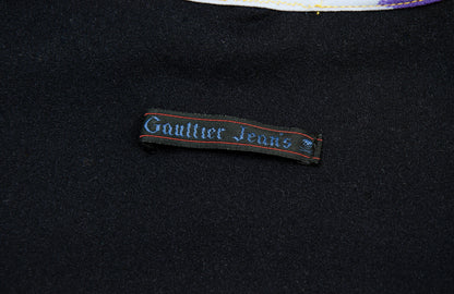 Jean Paul Gaultier all over gothic script print t-shirt / 90s Gaultier jeans roman number form fitting top
