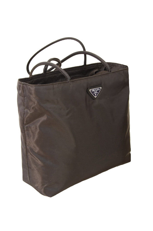 Prada tessuto city nylon tote bag / Ebano dark brown Prada shoulder bag