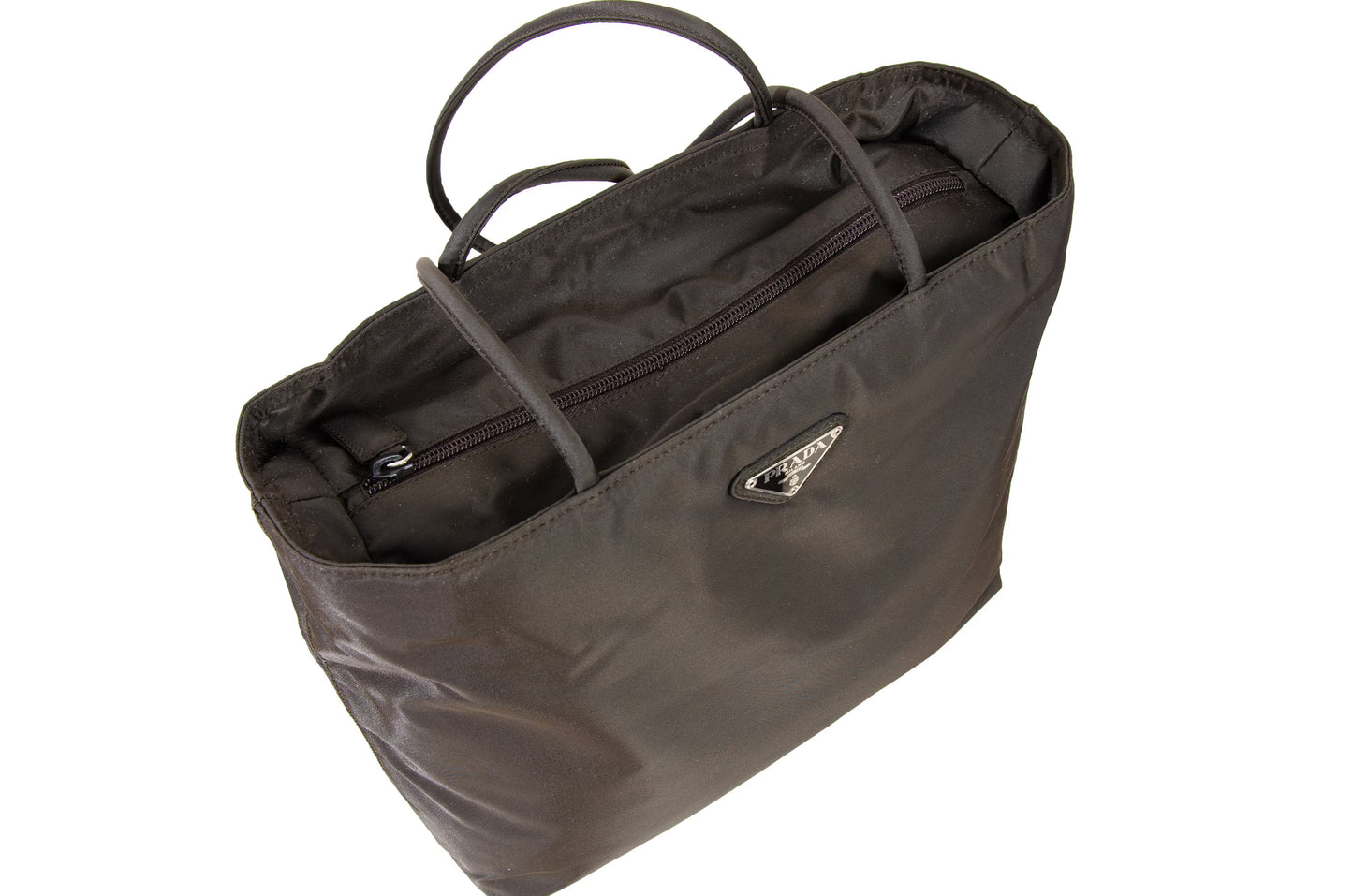 Prada tessuto city nylon tote bag / Ebano dark brown Prada shoulder bag