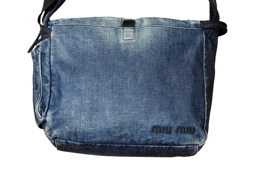1999 Miu Miu denim crossbody bag / Archive Miu Miu sporty technical jeans bag