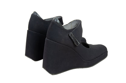 90s Stéphane Kelian platform mary jane shoes / 1990s French designer avant garde square toe wedge maryjanes