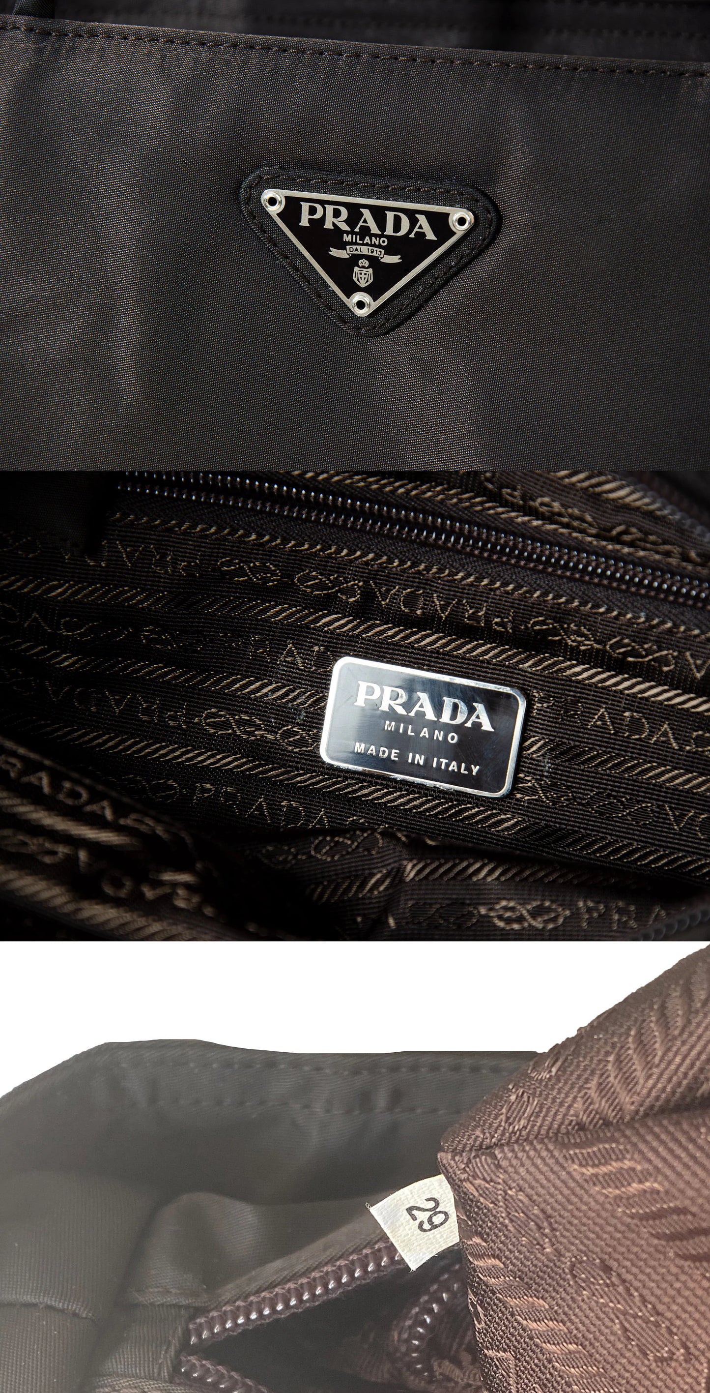 Prada tessuto city nylon tote bag / Ebano dark brown Prada shoulder bag