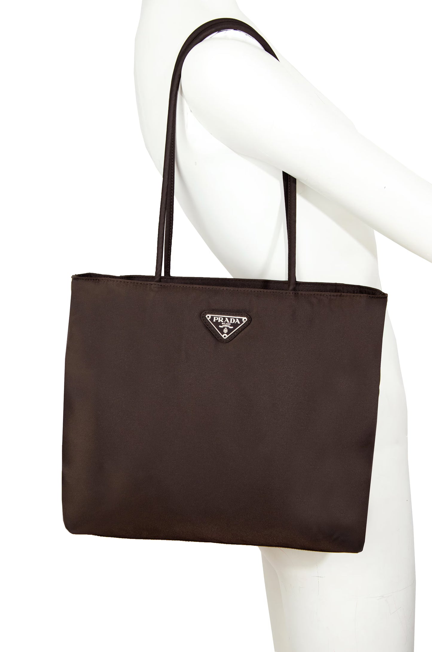 Prada tessuto city nylon tote bag / Ebano dark brown Prada shoulder bag