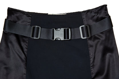 1999 Miu Miu technical clip buckle silk and neoprene black skirt