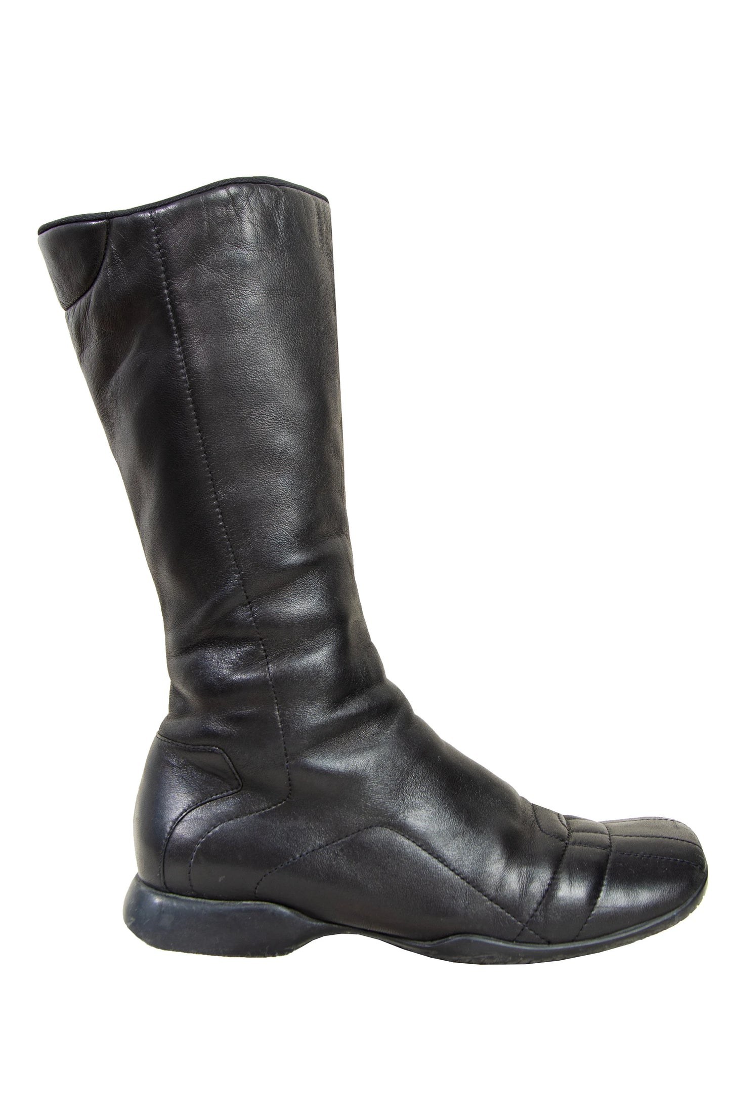 90s Prada Linea Rossa black leather sport moto boots