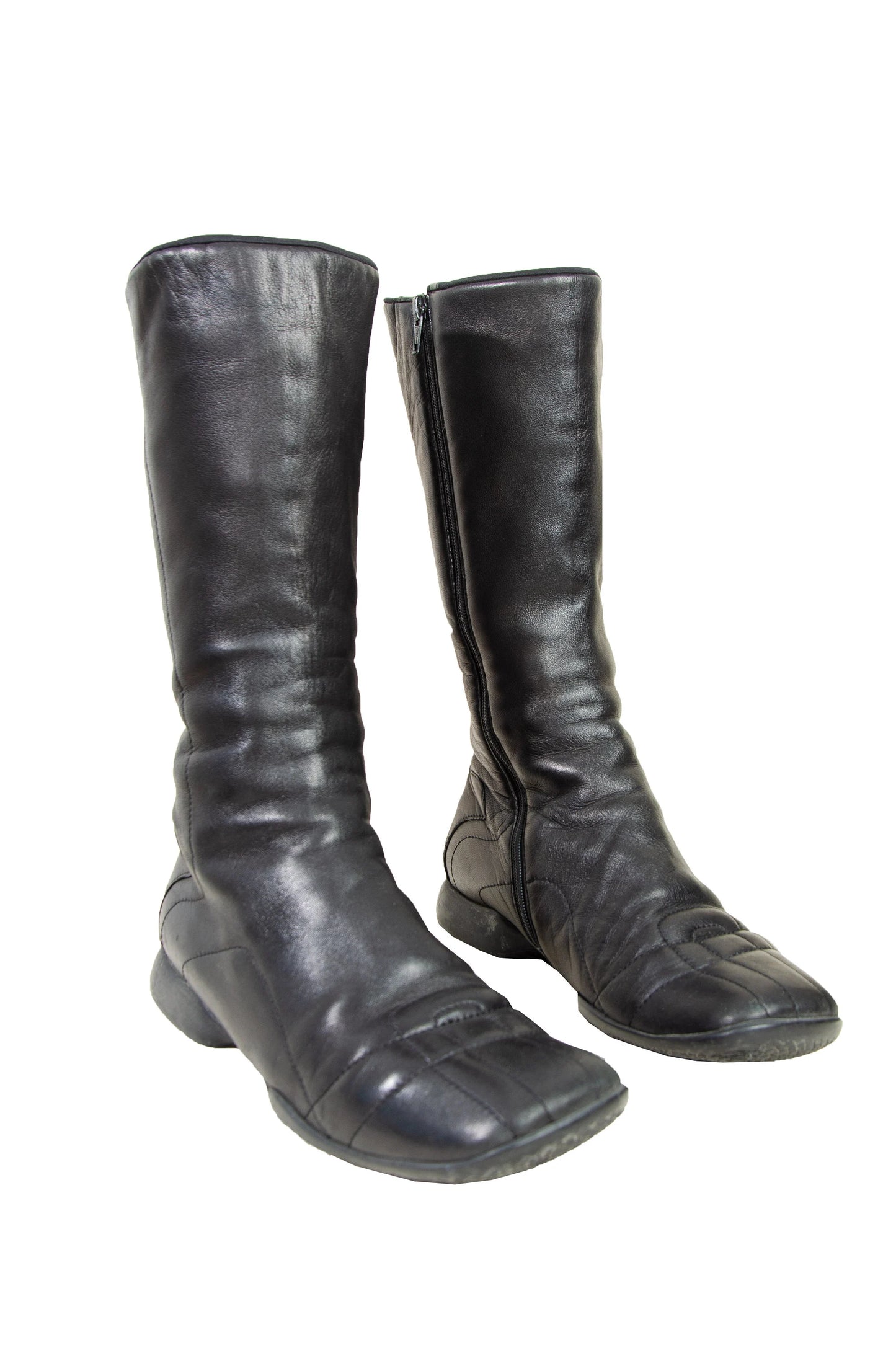 90s Prada Linea Rossa black leather sport moto boots