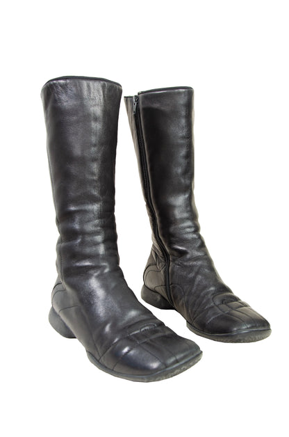 90s Prada Linea Rossa black leather sport moto boots