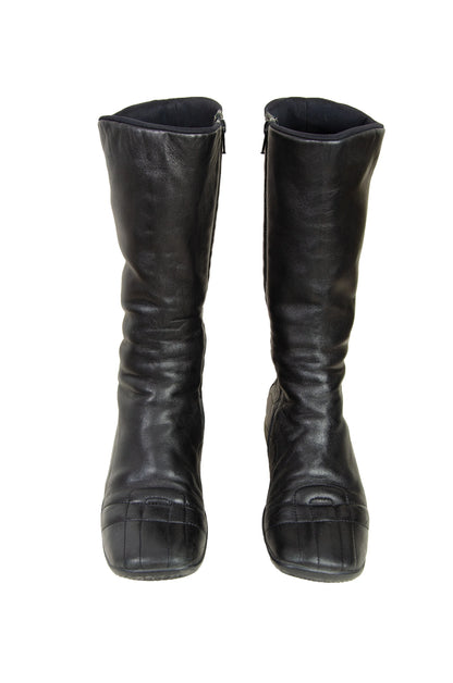 90s Prada Linea Rossa black leather sport moto boots