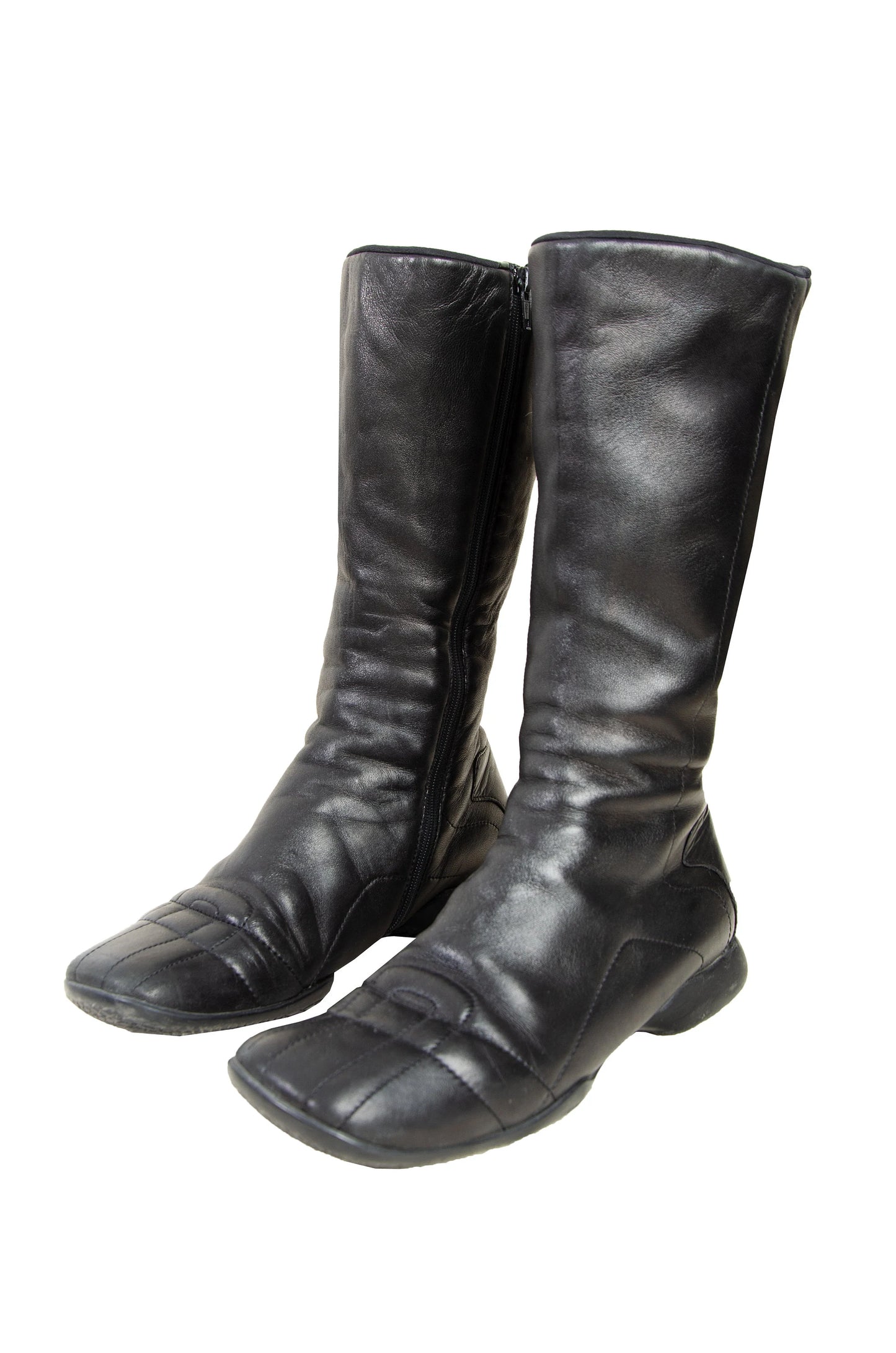 90s Prada Linea Rossa black leather sport moto boots
