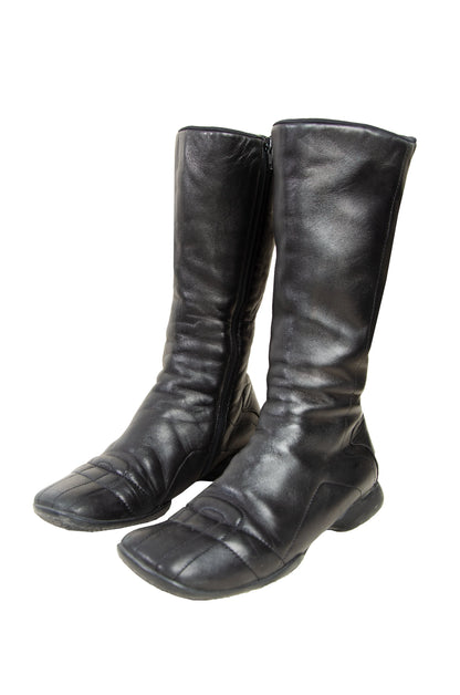 90s Prada Linea Rossa black leather sport moto boots