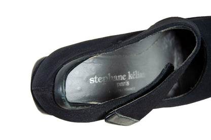 90s Stéphane Kelian platform mary jane shoes / 1990s French designer avant garde square toe wedge maryjanes