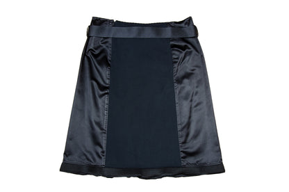 1999 Miu Miu technical clip buckle silk and neoprene black skirt