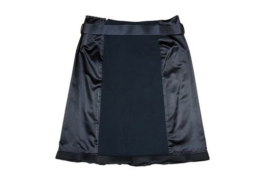 1999 Miu Miu technical clip buckle silk and neoprene black skirt