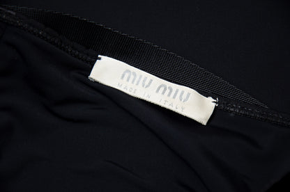 1999 Miu Miu technical clip buckle silk and neoprene black skirt