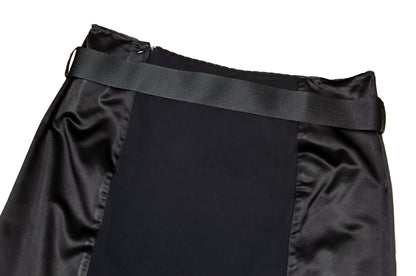 1999 Miu Miu technical clip buckle silk and neoprene black skirt