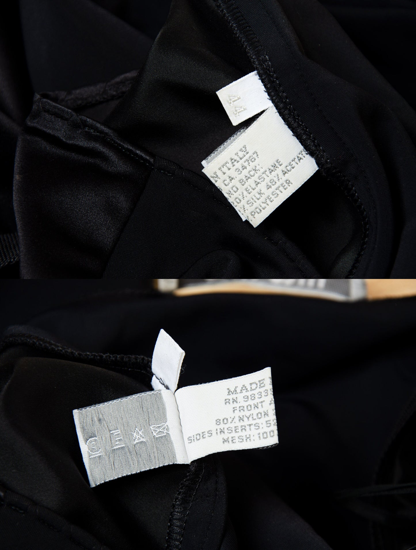 1999 Miu Miu technical clip buckle silk and neoprene black skirt