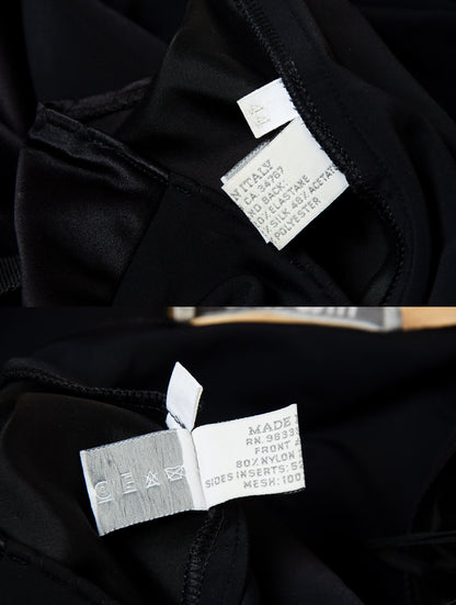 1999 Miu Miu technical clip buckle silk and neoprene black skirt